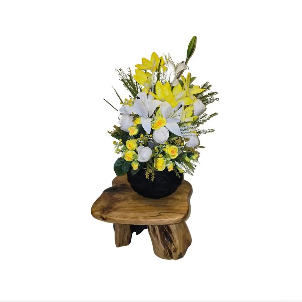 Fabric Wrapped Vase with Flowers